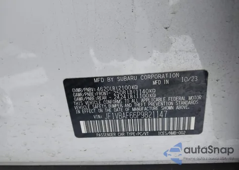2023 Subaru Wrx Premium from USA, damaged, VIN JF1VBAF66P9821147
